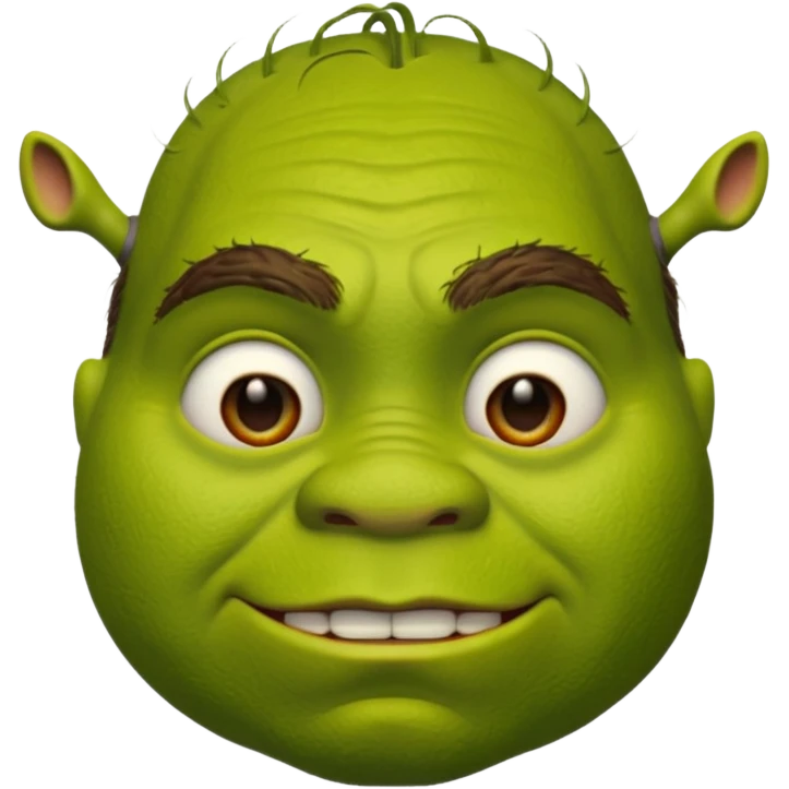 Shrek emoji face showing a 🤨 emoji