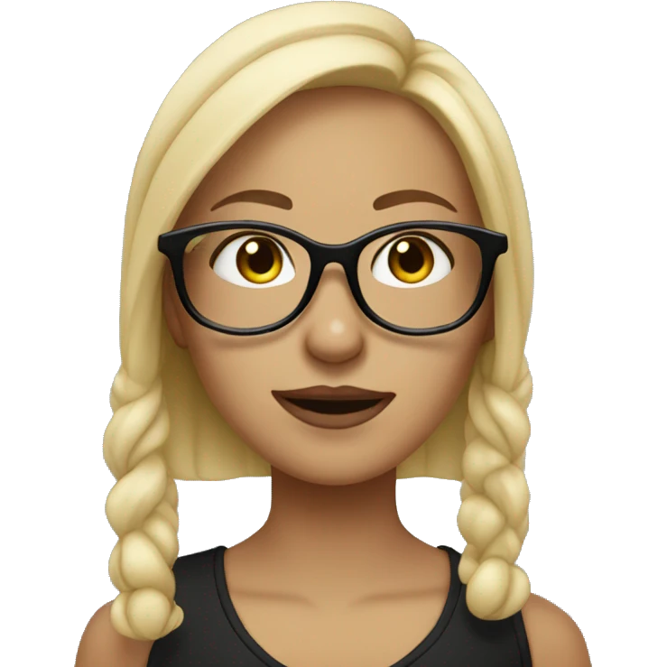 blonde girl with nose piercing and black glasses emoji