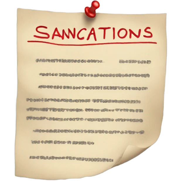 a piece of paper with a red inscription sanctions emoji