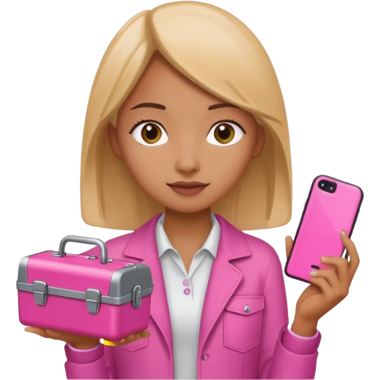nig girly cellphone with a pink mini toolbox emoji