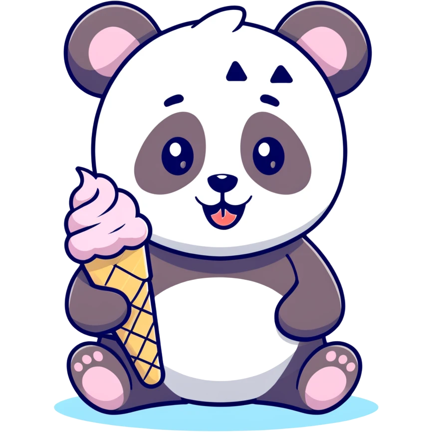 Panda eating ice cream emoji