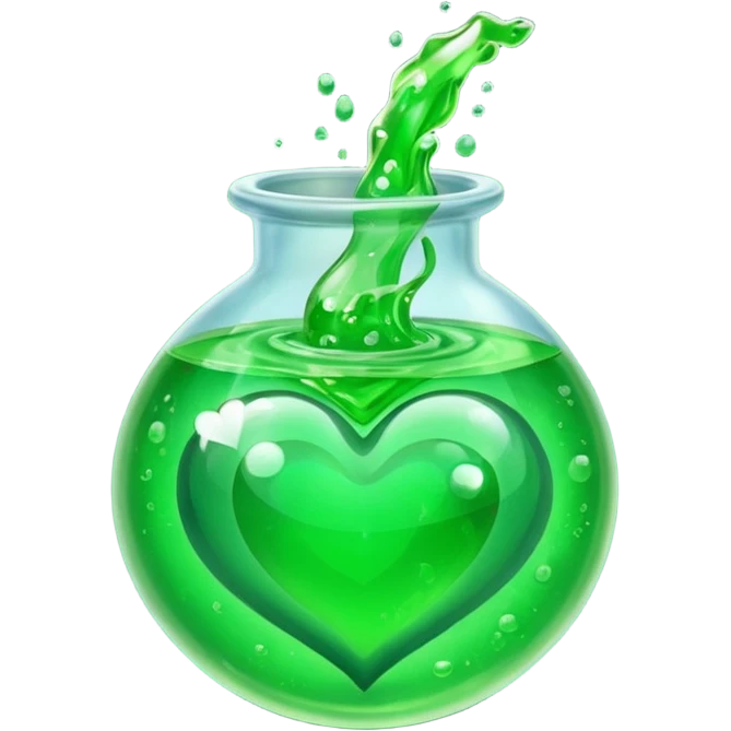 green potion and heart effect emoji