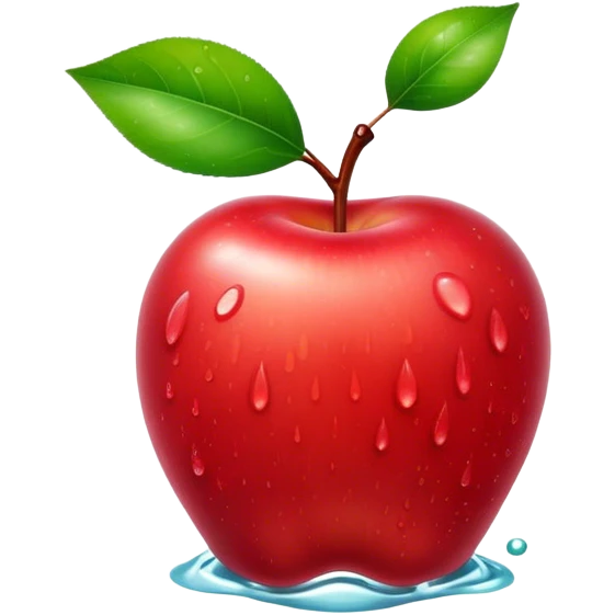 Cinematic Realistic Apple Emoji, Fresh and vibrant, with a crisp, red skin glistening with droplets of water. The smooth, shiny surface catches the light, while the green stem adds a natural touch. Soft glowing outline, capturing the essence of health, sweetness, and freshness in a crisp apple! emoji