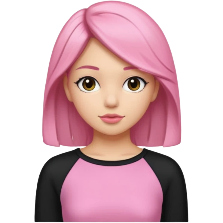 Un emoji de una. Chica linda adolescente vestido rosado pelo corto negro casi por los hombros besando a un chico lindo de pelo y ropa moderna emoji