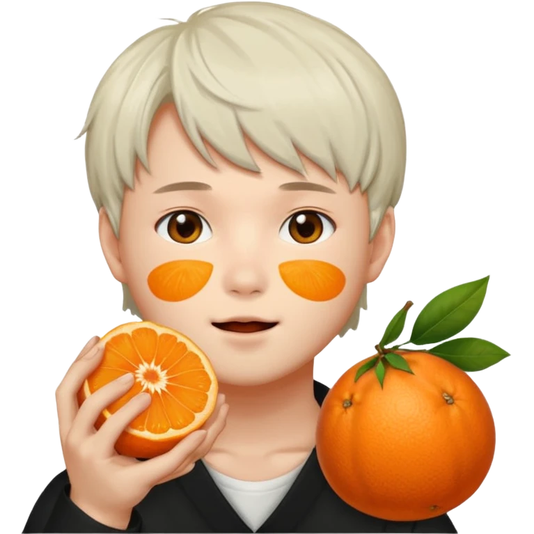 Yoongi con furia y una mandarina emoji