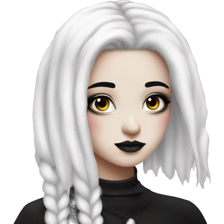 girl with pink and black hair white face goth makeup emoji