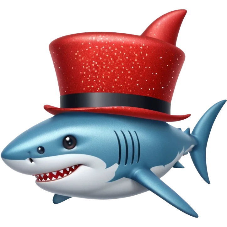 red glitter top hat shark emoji