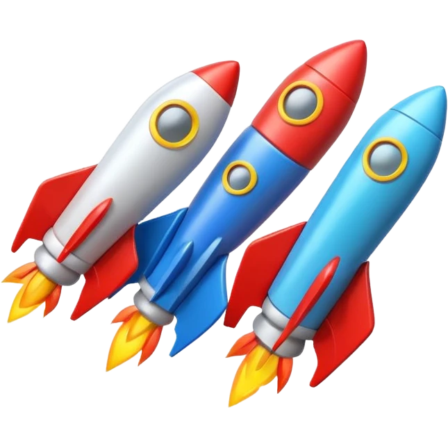 colored Toy Rockets emoji