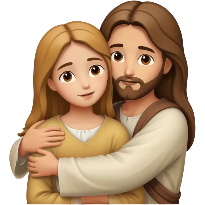 Jesus hugs a girl emoji