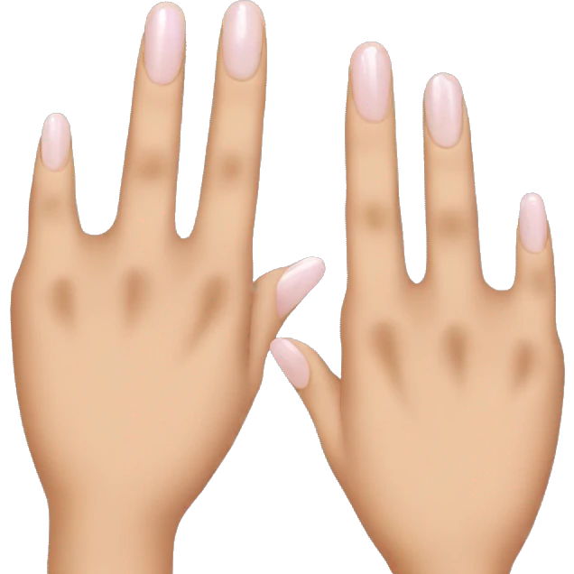 One hand holding one finger from another hand with long acrylic nails emoji