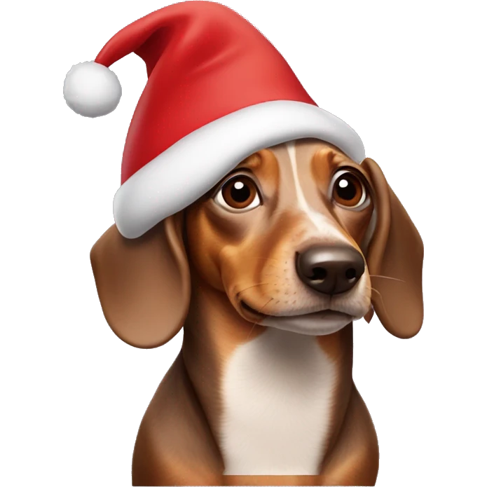 Weiner dog with a Christmas hat emoji