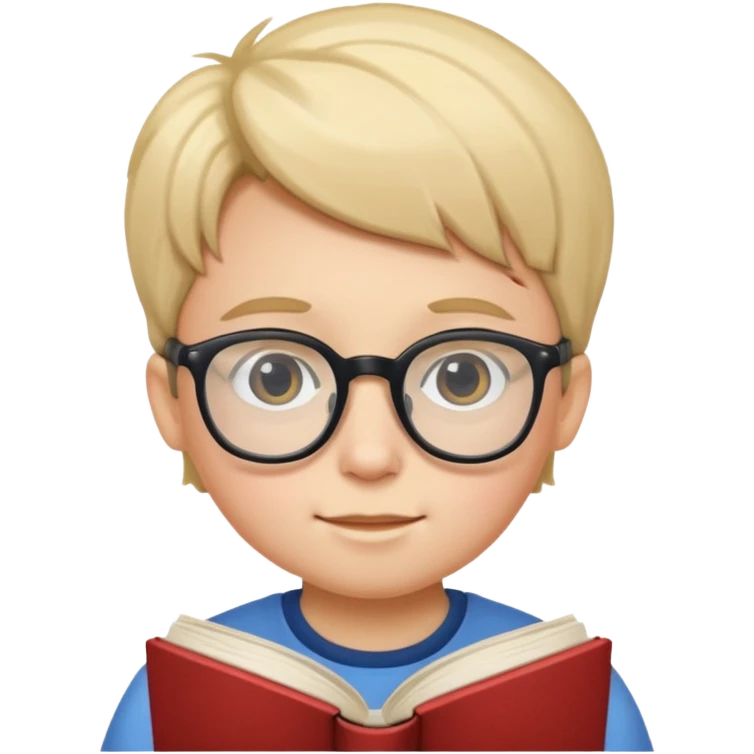 glasses kid with book emoji