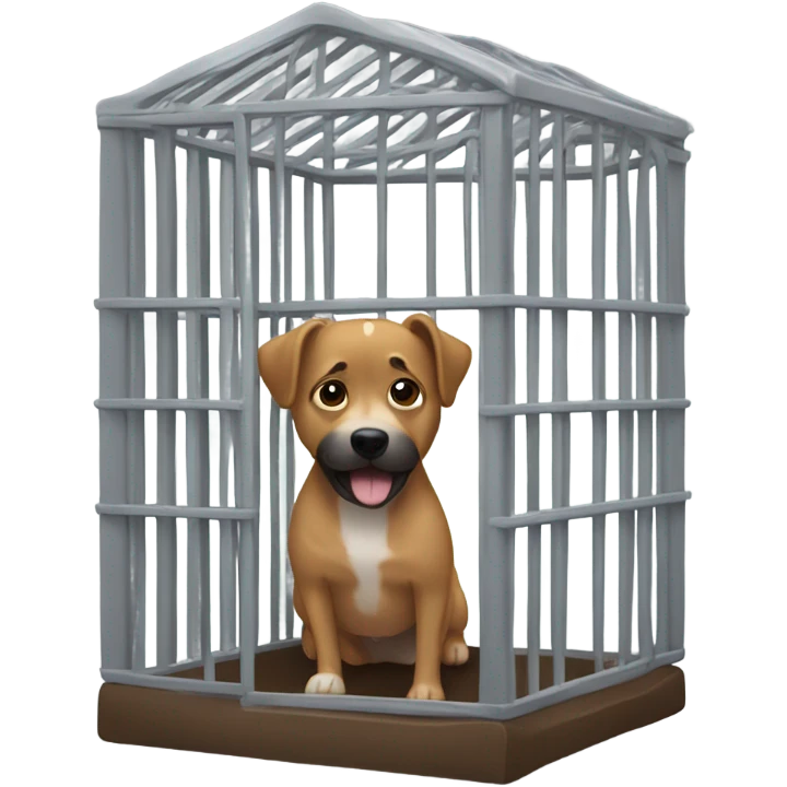 Man in dog cage trying to get out emoji