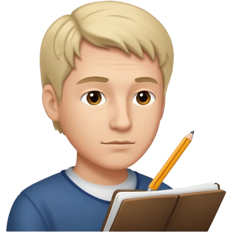 caucasian man writing in the script, facing left emoji
