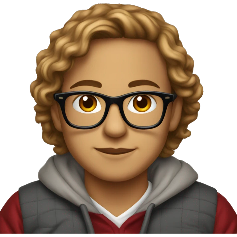 stanford student nerdy with glasses wearing stanford sweater sitting  emoji