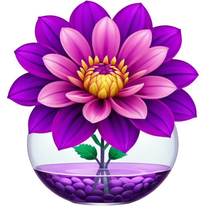 big realistic dahlia flowers in a clear vase with clear water emoji