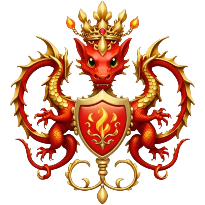 Simple fiery royal Dragon crest/brosch emoji