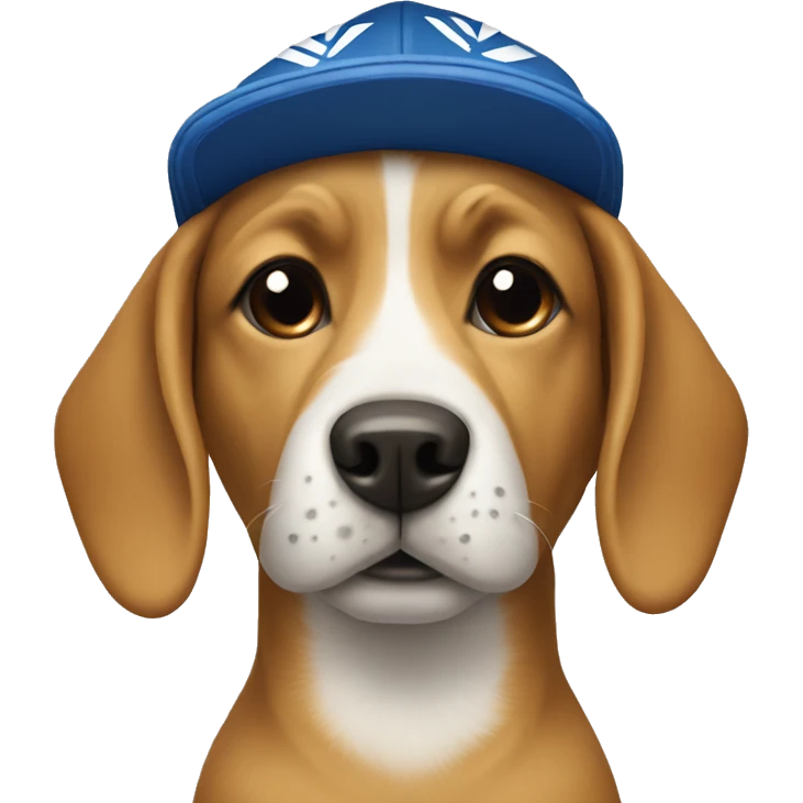 A dog with a hat with the adidas logo on it  emoji
