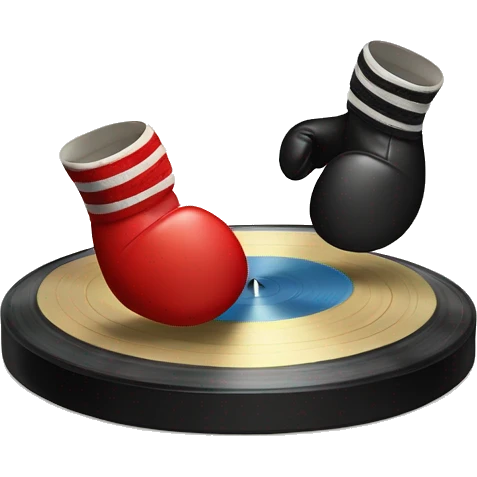 Vinyl records having a boxing match emoji