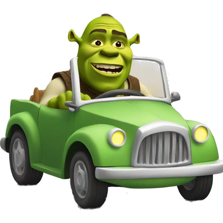 Shrek driving a car emoji