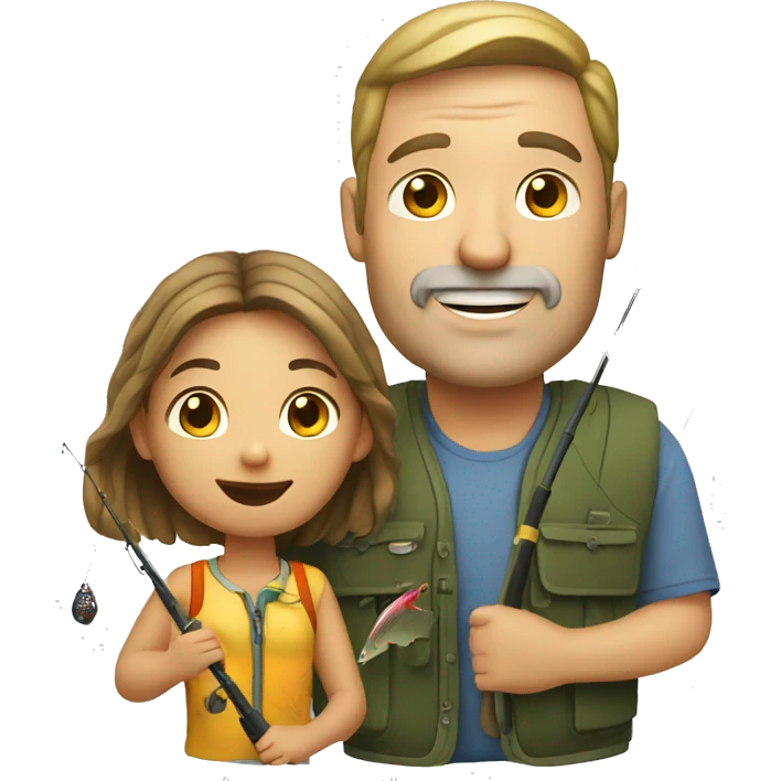 White dad and daughter fishing emoji