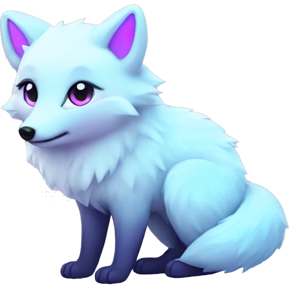 Kawaii neon arctic fox   emoji