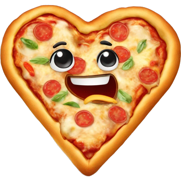 Cuore a forma di pizza con sopra wrustel e patatine fritte emoji