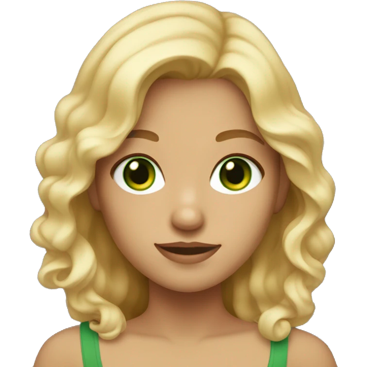 girl with tanish skin, green eyes, and wavy blonde hair emoji