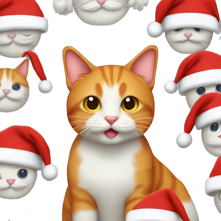 Ginger cat wearing Santa hat emoji