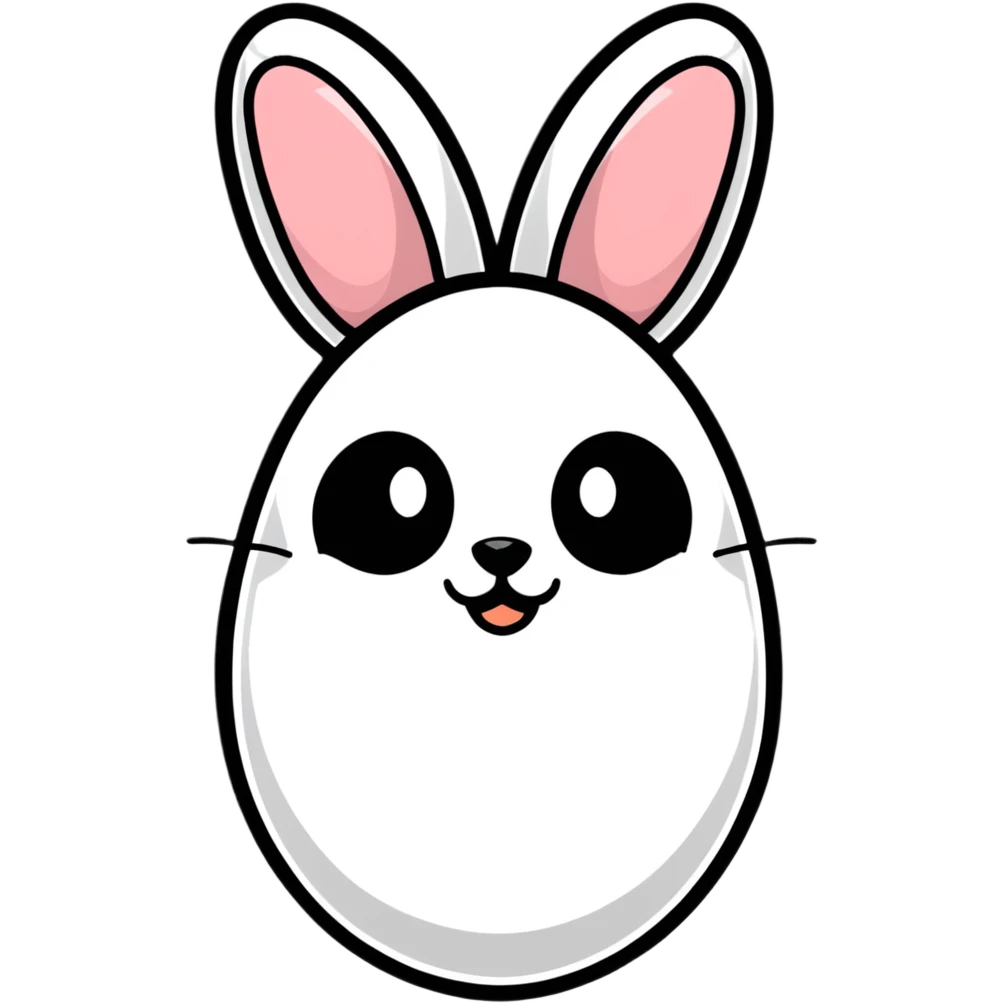 A white egg with bunny ears popping out emoji