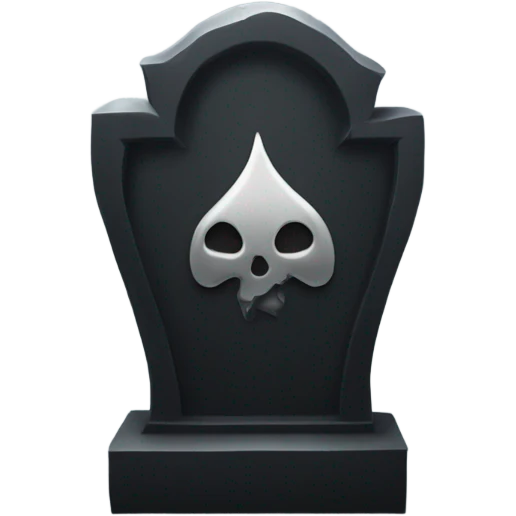 a black grave with the letters RIP on a silver heart emoji