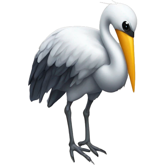 the crane carries a sheet in its beak with a book wrapped in it emoji