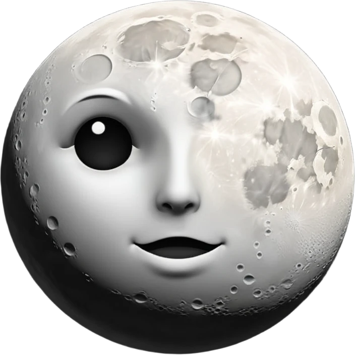 1/4 white moon in black sky emoji