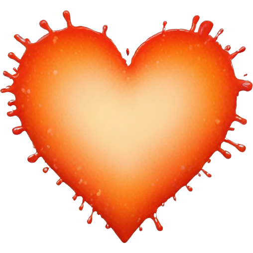 splattered paint heart glowing red-orange warmth emoji