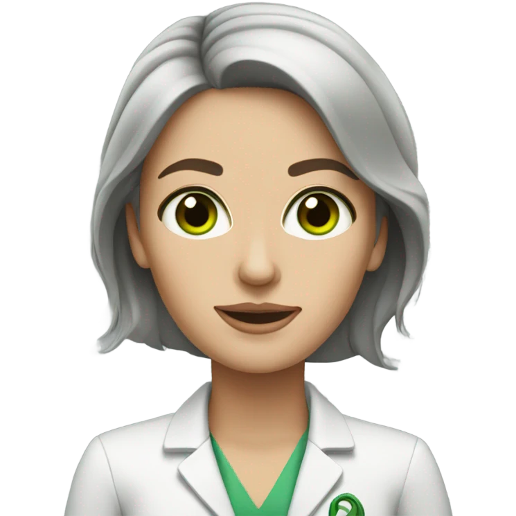 white female psychologist with brown hair and green eyes emoji