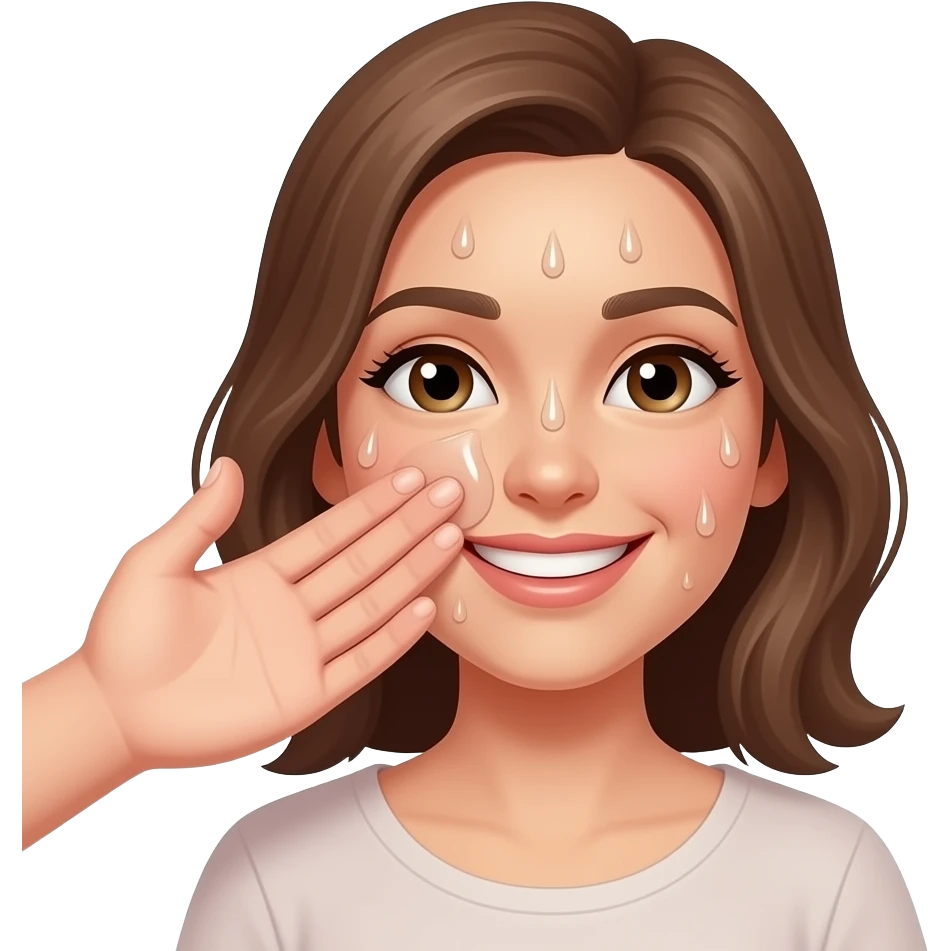 Smiling lady receiving cum all over her face emoji