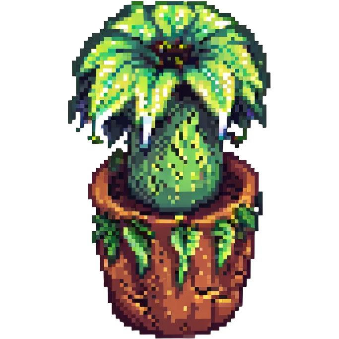 Audrey II, the carnivorous carnivorous plant from Little Shop of Horrors, pixel art style emoji