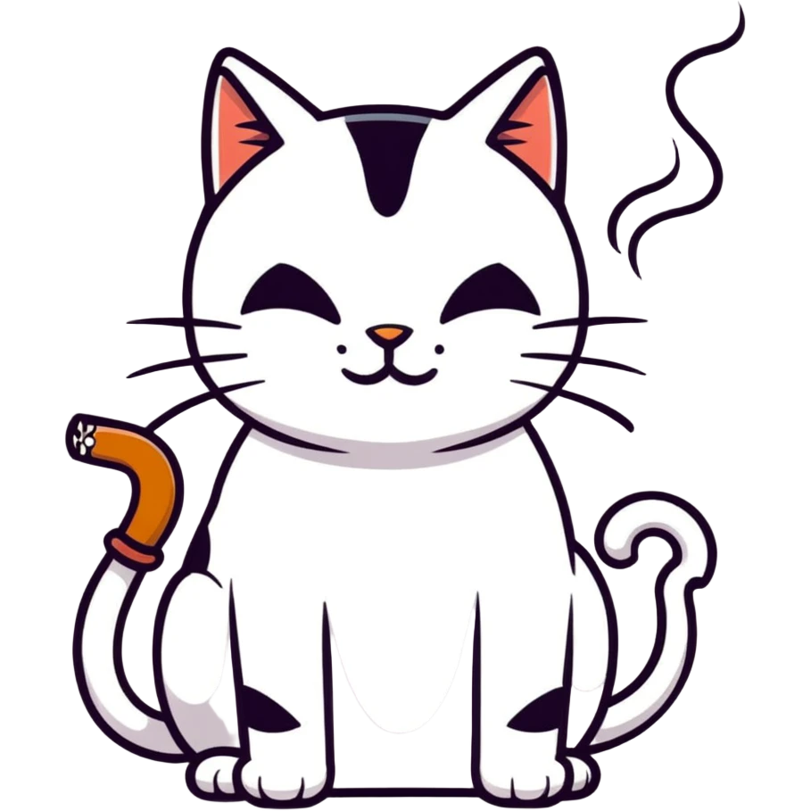 smoking cat, cartoonish sticker style emoji