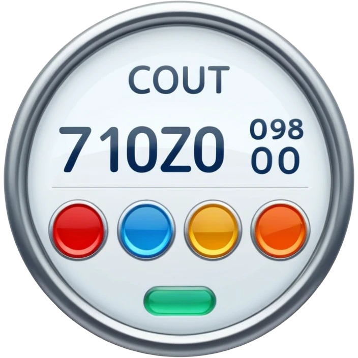 A clean, minimalist “credit counter” badge icon that communicates cumulative usage of design tokens (colours, font sizes, spacing) with an intentional economy of variation. emoji