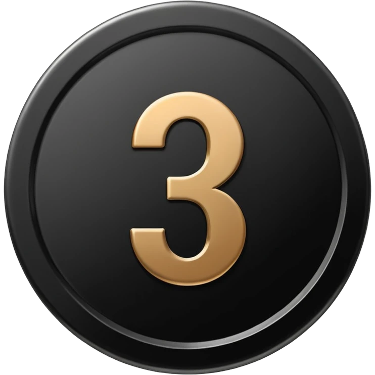 Emoji icon of a black coin with engraved number 1, minimalist style, isolated emoji