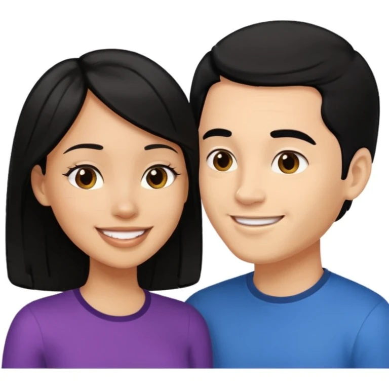 light skin black hair woman talking with a light skin black hair man, we're face to face and happy emoji