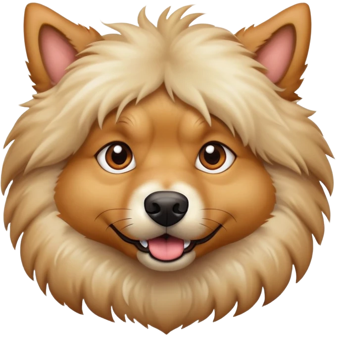 Crazy looking fluffy dog tan colored emoji