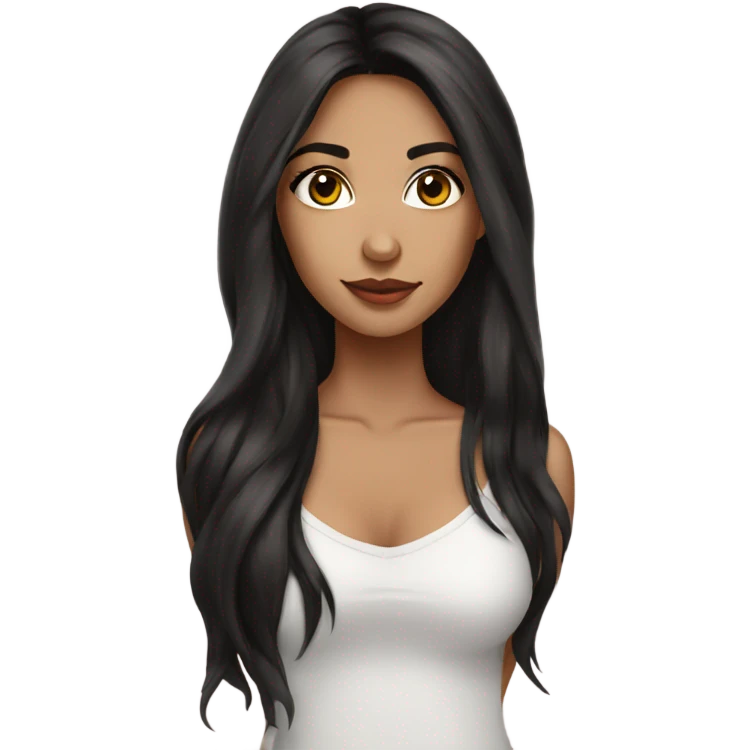 pretty girl dark long hair latina makeup emoji