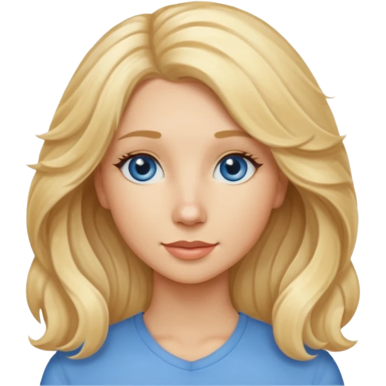 Long, straight, blonde hair, blue eyed woman.   Wavy, blonde goldendoodle emoji