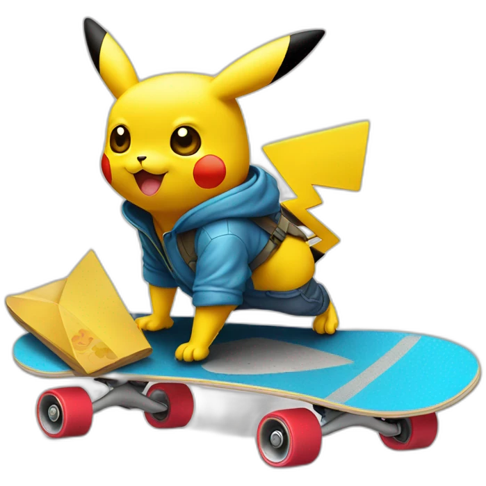 Pikachu sur un skateboard emoji