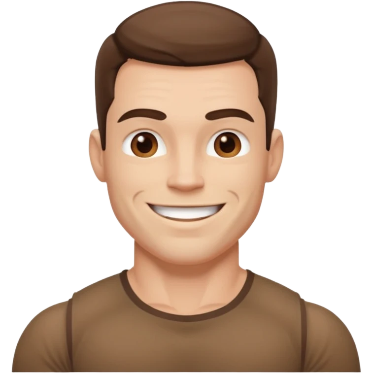 muscular man white skin, wear brown shirt emoji