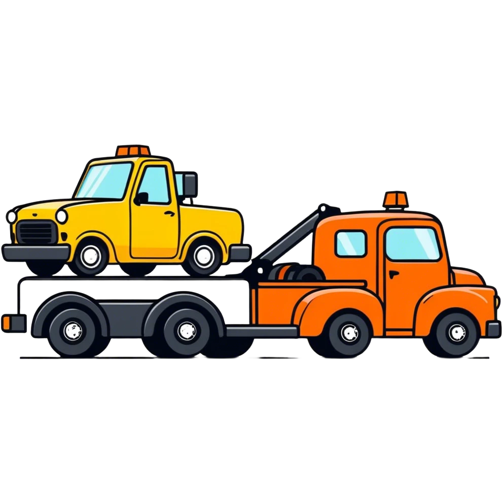 Tow truck towing Car in black  emoji