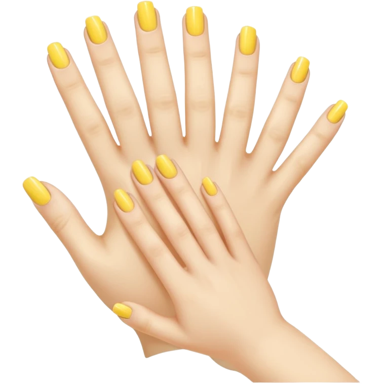 Generate a high-quality illustration of a generic hand with yellow nail polish being applied, 5 fingers, flat vector or simple cartoon style, no recognizable person, no facial features, no brand markings, simple white background, high-resolution.
 emoji