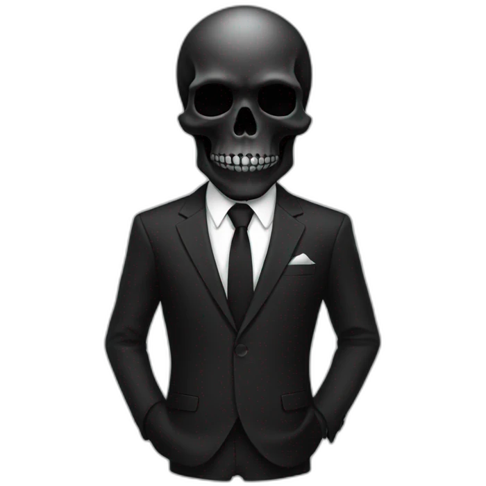 black skull in suit only black color emoji