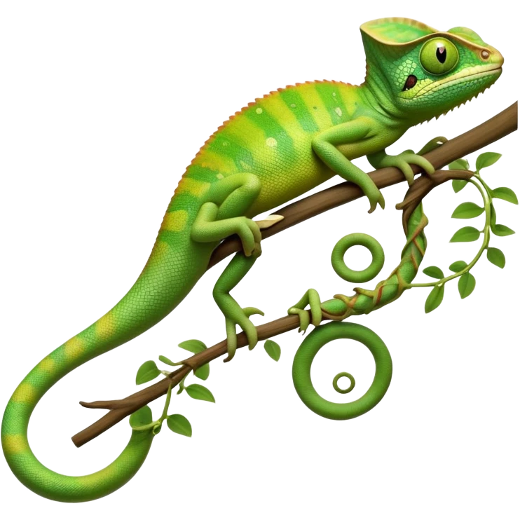 cinematic-chameleon-realistic-full-body-climbing-emoji,-slender-body-gripping-a-twisting-vine-with-prehensile-feet,-scaly-green-skin-shifting-shades-with-its-environment,-large-bulging-eyes-rotating-independently,-delicate-coiled-tail-curling-behind,-long-tongue-slightly-protruding-as-if-ready-to-strike,-simplified-yet-realistic-focused-features,-highly-detailed,-glowing-with-an-ethereal-forest-light emoji